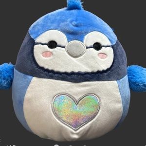 Squishmallows Babs the blue Jay bird with silver heart on belly valentines NWT